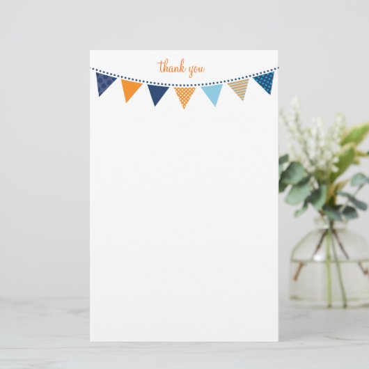 CUSTOM NOTE schattig helder bunting bold sinaasapp Briefpapier (Staand voorkant)