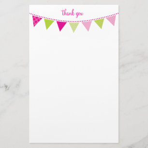 CUSTOM NOTE schattig helder bunting vet limoen roz Briefpapier