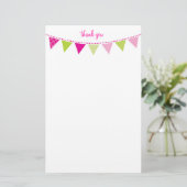 CUSTOM NOTE schattig helder bunting vet limoen roz Briefpapier (Staand voorkant)