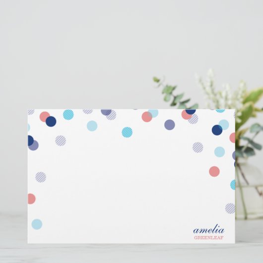 CUSTOM NOTE schattig helder confetti marineblauw k Briefpapier (Staand voorkant)