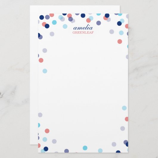 CUSTOM NOTE schattig helder confetti marineblauw k Briefpapier (Voorkant / Achterkant)