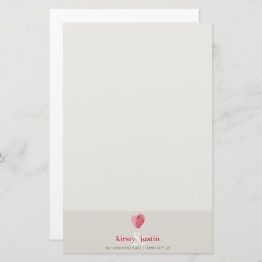 CUSTOM NOTE schattige moderne vingerafdruk hart pa Briefpapier (Voorkant / Achterkant)