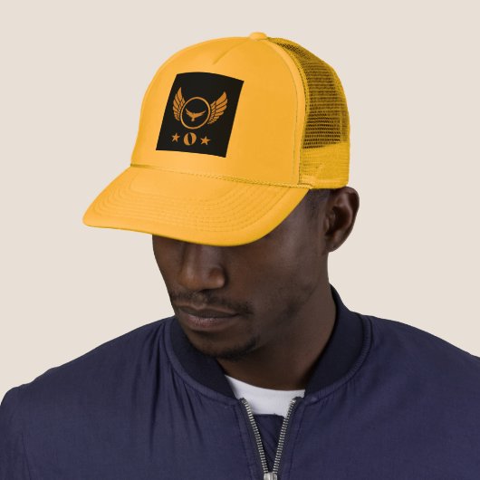 Custom O initiaal letter-Pet geel Kleur knap Trucker Pet (In situ)
