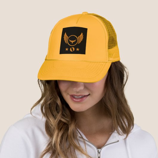 Custom O initiaal letter-Pet geel Kleur knap Trucker Pet (In situ)