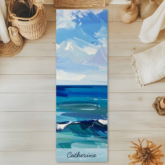 Custom Ocean Beach Waves Yoga Mat