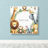 Custom Oerwoud Naam Art Animal Nurser Terug naar s Canvas Afdruk (Insitu (Houten vloer))