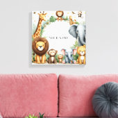 Custom Oerwoud Naam Art Animal Nurser Terug naar s Canvas Afdruk (Insitu (Woonkamer))