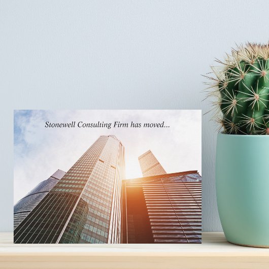 Custom Office Building Photograph Business Moving Aankondiging