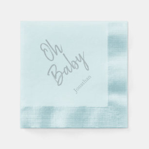 Custom Oh Baby "Name" Blue Baby shower Napkins Servet