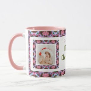 Custom Oma's Roze Merry Christmas Photo Tea Mok