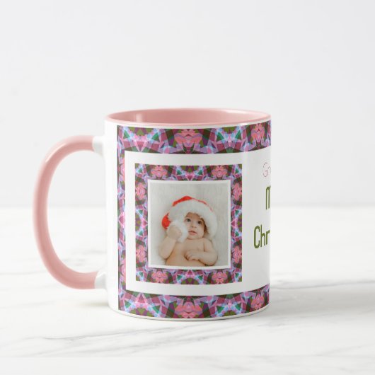 Custom Oma's Roze Merry Christmas Photo Tea Mok (Links)