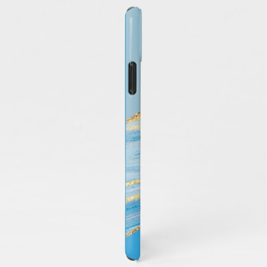 Custom Ombre Bright Azure Blauw Marmer Art Patroon iPhone Hoesje (Rechterkant)