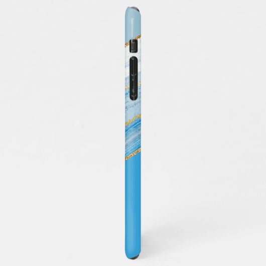 Custom Ombre Bright Azure Blauw Marmer Art Patroon iPhone Hoesje (Linkerkant)