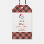 Custom One Jolly Goose December First Birthday Cadeaulabel (Voorkant)