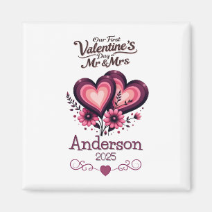 Custom Onze eerste Valentijnsdag Mr & Mrs T Shirt Magneet