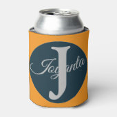 Custom  orange greay blue Monogram Elegant Blikjeskoeler (Blikje Voorkant)