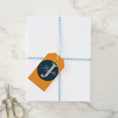 Custom orange greay blue Monogram Elegant Cadeaulabel (Met Touw)