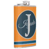 Custom  orange greay blue Monogram Elegant Heupfles (Rechts)