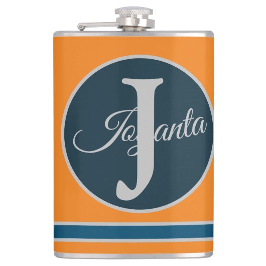 Custom  orange greay blue Monogram Elegant Heupfles (Voorkant)