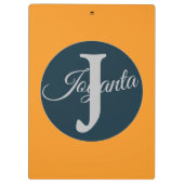 Custom  orange greay blue Monogram Elegant Klembord (Achterkant)