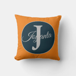 Custom  orange greay blue Monogram Elegant Kussen