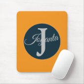 Custom  orange greay blue Monogram Elegant Muismat (Met muis)