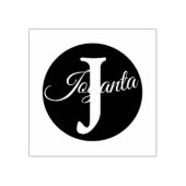 Custom orange greay blue Monogram Elegant Rubberstempel (Afrduk)