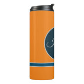 Custom  orange greay blue Monogram Elegant Thermosbeker (Gedraaid links)