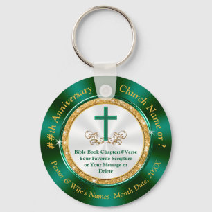 Custom Orded Green Gold White Church Jubileum Sleutelhanger