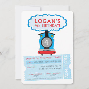 CUSTOM ORDER Logan's 4e verjaardag trein uitnodigi Kaart