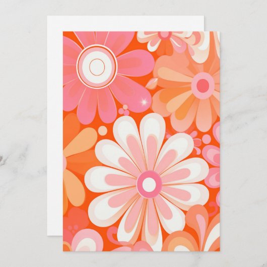 Custom order retro groovy flowers background kaart (Voorkant / Achterkant)