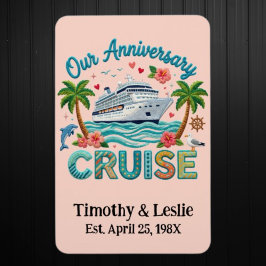Custom Our Anniversary Faux Embroidery Cruise Door Magneet