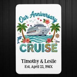 Custom Our Anniversary Faux Embroidery Cruise Door Magneet
