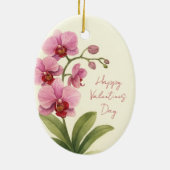 Custom Oval Ceramic Ornament with Orchid Flower (Achterkant)