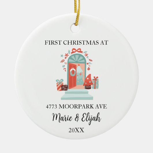 Custom paar eerste kerst keramisch ornament (Voorkant)