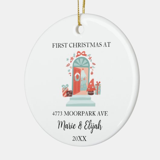 Custom paar eerste kerst keramisch ornament (Links)