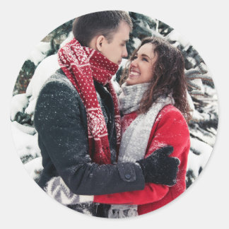 Custom paar kerstfoto ronde sticker