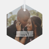 Custom paar liefde foto gepersonaliseerd glas ornament (Achterkant)