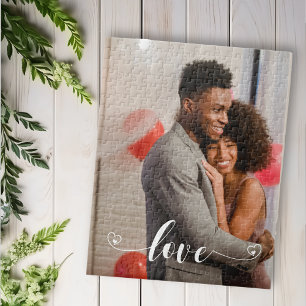 Custom paar liefde handgeschreven foto cadeau legpuzzel