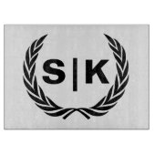 Custom Paar Monogram met Laurel bladeren Snijplank (Voorkant)