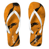 Custom Paar Teenslippers Geborsteld Sinaasappel Zw (Voetbed)