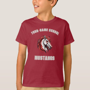 CUSTOM Paard Mustang Hengst Mascotte   Rood & Grij T-shirt