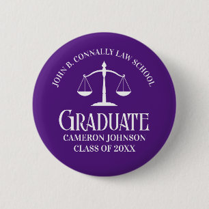 Custom Paarse Recht School Afstuderen Keepsake Ronde Button 5,7 Cm