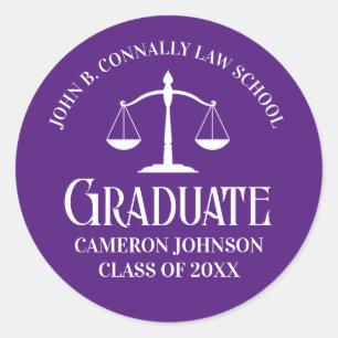 Custom Paarse White Law School Afstudeerfeest Ronde Sticker