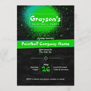 Custom Paintball Party Uitnodiging voor Verjaardag