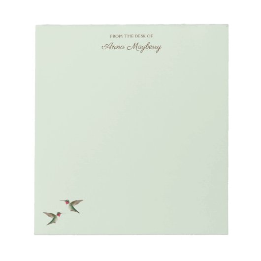 Custom Pale Green Hummingbird Notepad Notitieblok (Voorkant)
