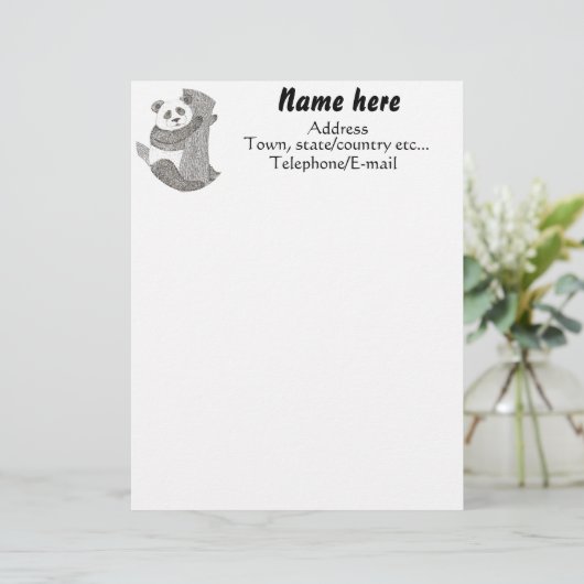Custom Panda Beer Letterhead Custom Briefhoofd (Staand voorkant)