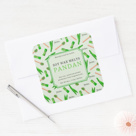 Custom Pandan Wax Melts Square Sticker (Enveloppe)