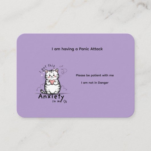 Custom Panic Attack Help Card  Visitekaartje (Voorkant)