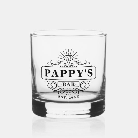 Custom Pappy's Bar Jaar Vastgesteld Glas (Voorkant)